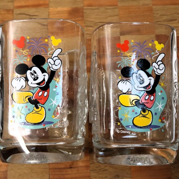 McDonalds Disney Micky Mouse Glass Cup Set of 2 Year 2000 - Picture 2 of 11